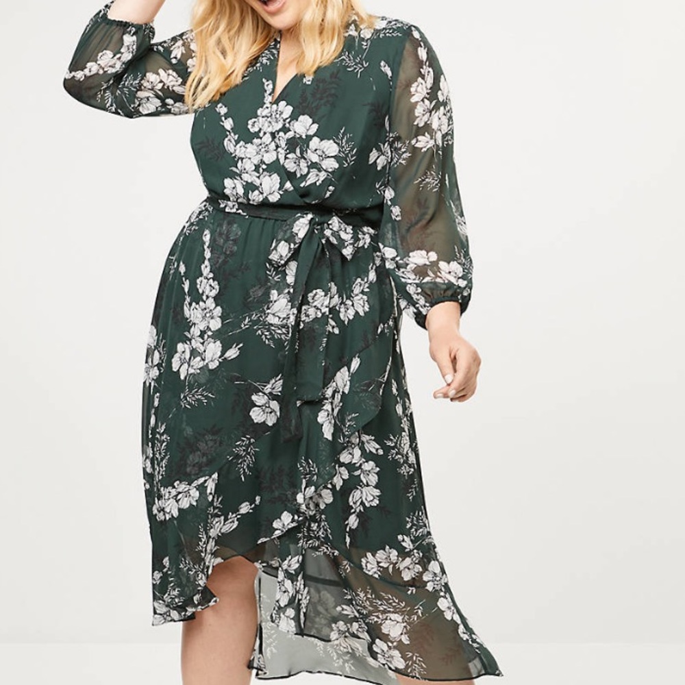 Lane Bryant Floral Chiffon Midi Dress